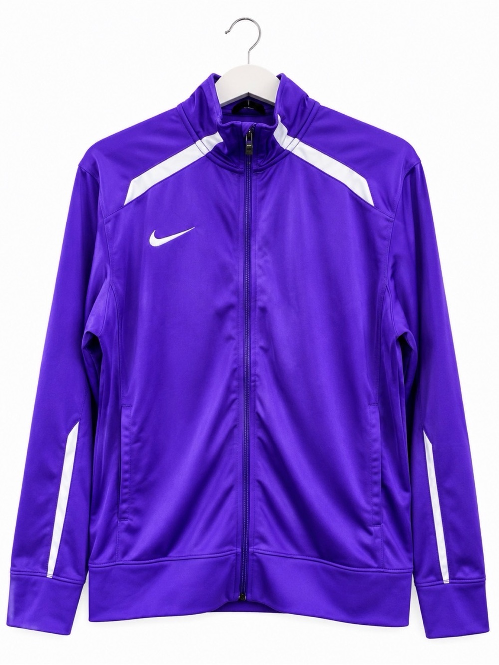 Nike Dri-Fit Men’s Purple Track Jacket Full Zip White Stripe Size M
